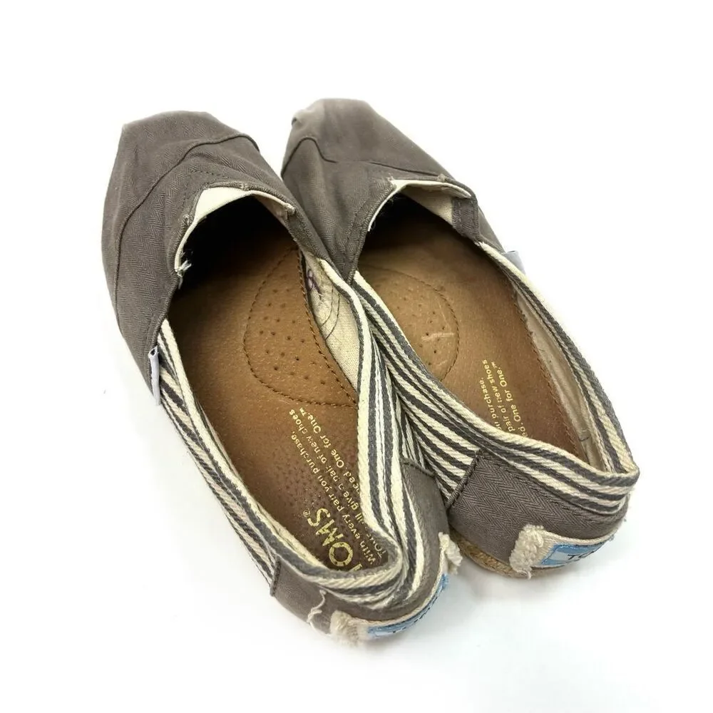 TOMS Ash Gray Canvas Espadrille Flats Sz 7